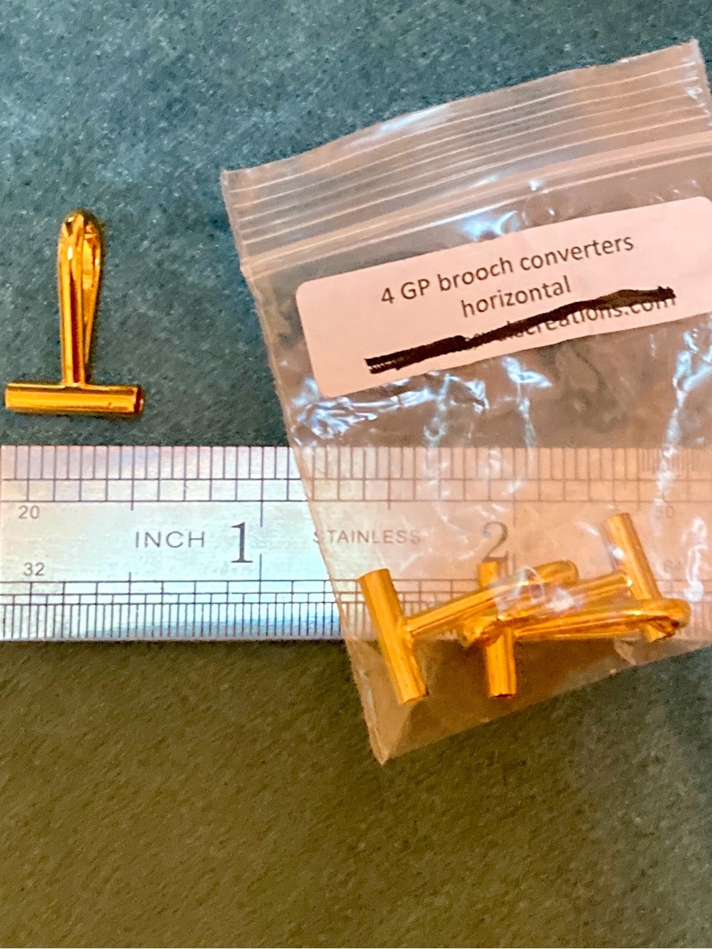 Gold Plated T-Bar Brooch Converters - Set of 4